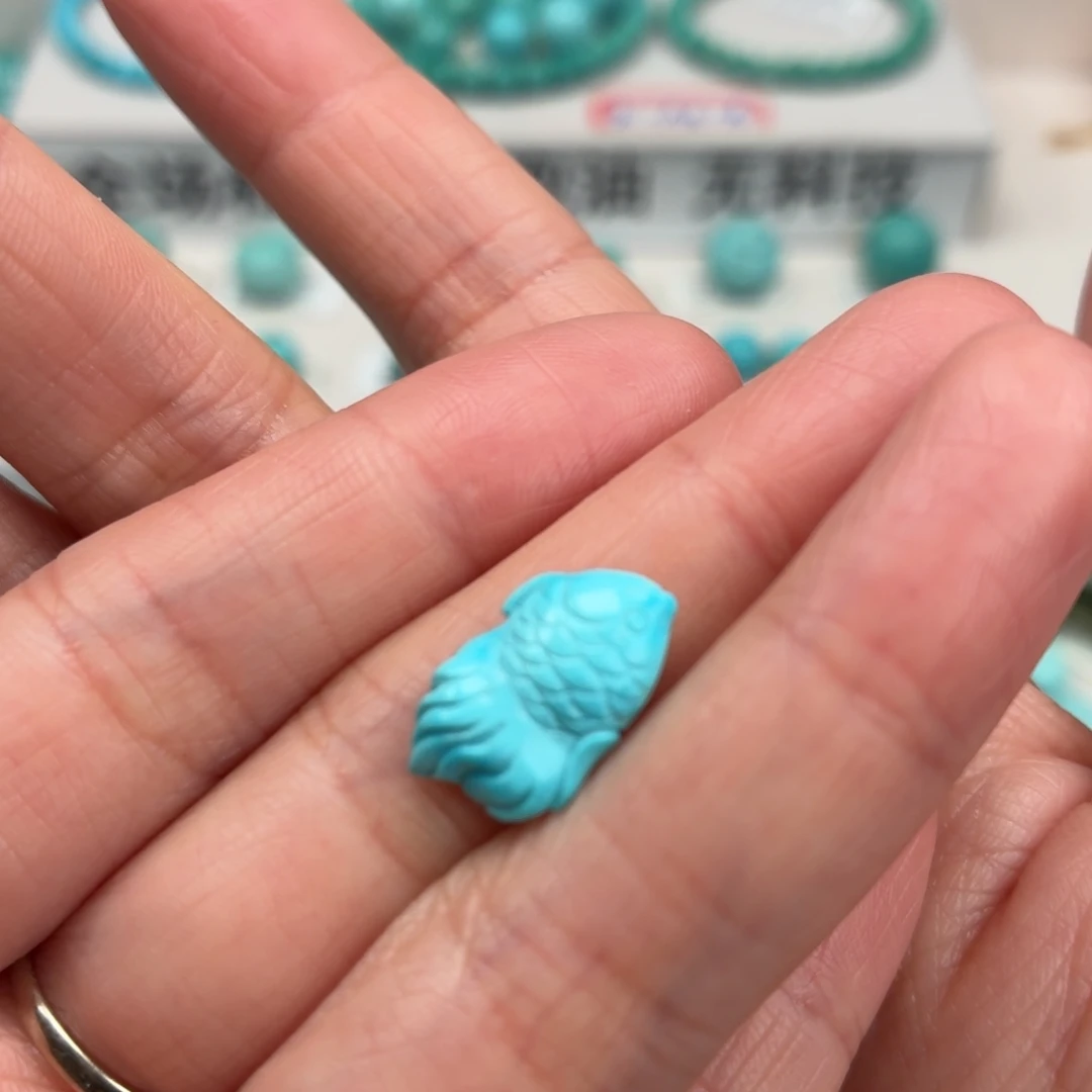 未镶嵌绿松石珠宝奇石小金鱼