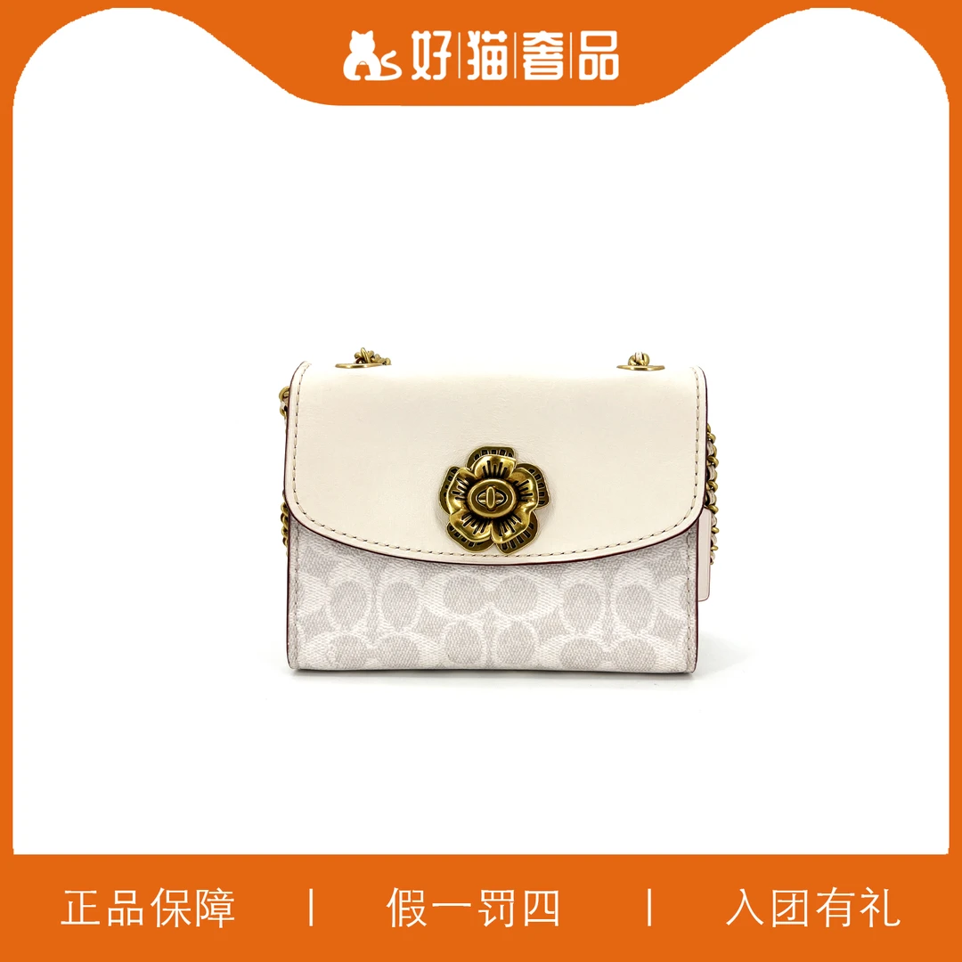 95新 COACH/蔻驰 蔻驰冰川白山茶花/B2057/18X12X8