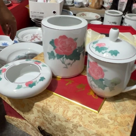 醴陵高温瓷红官窑三件套