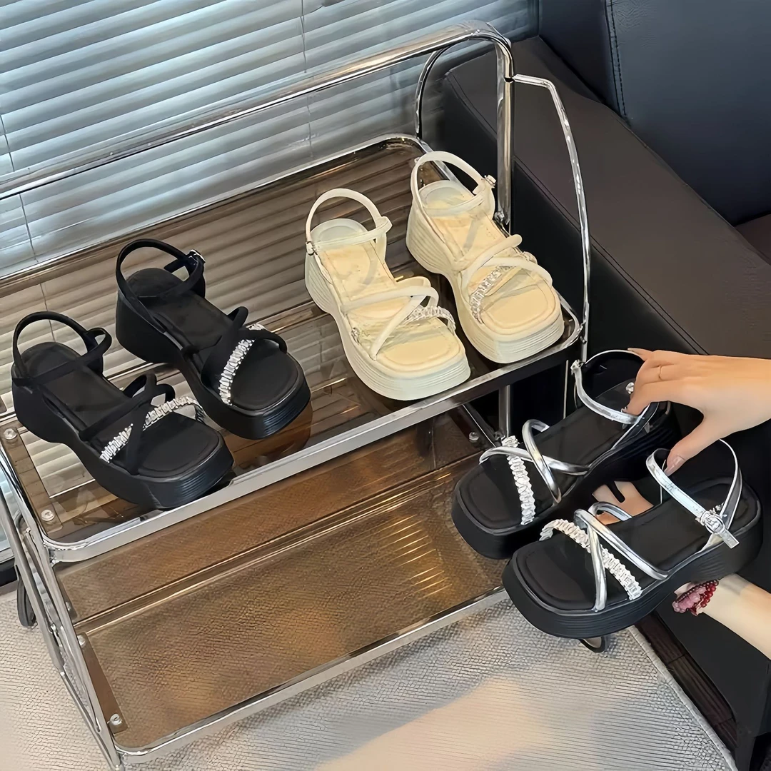 仙女风配裙子露趾凉鞋女2025夏季新款时尚百搭厚底休闲外穿沙滩鞋