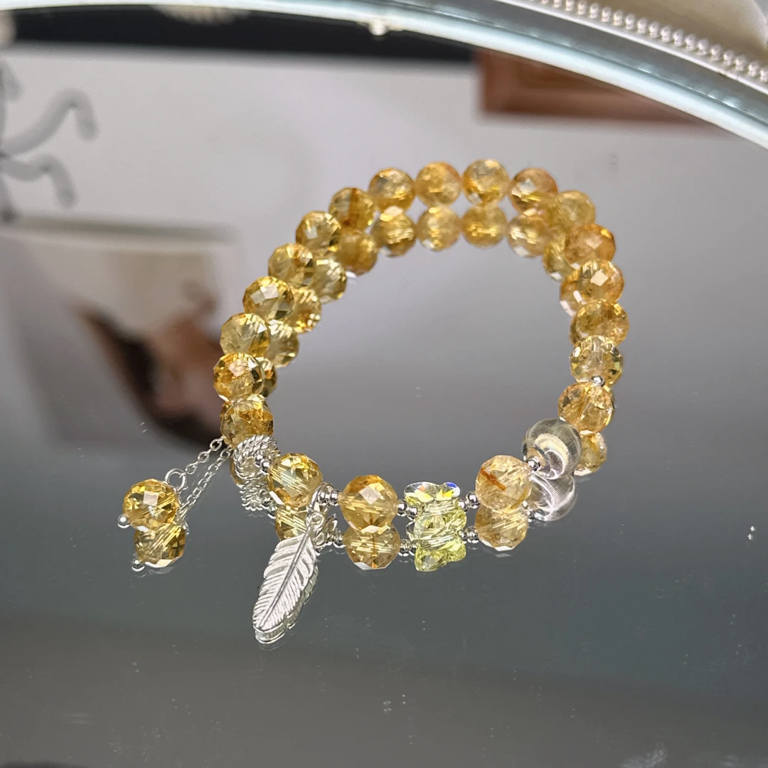 《一夜暴富》多切面黄塔晶水晶手串S925银1218 颜色微差多样性发一