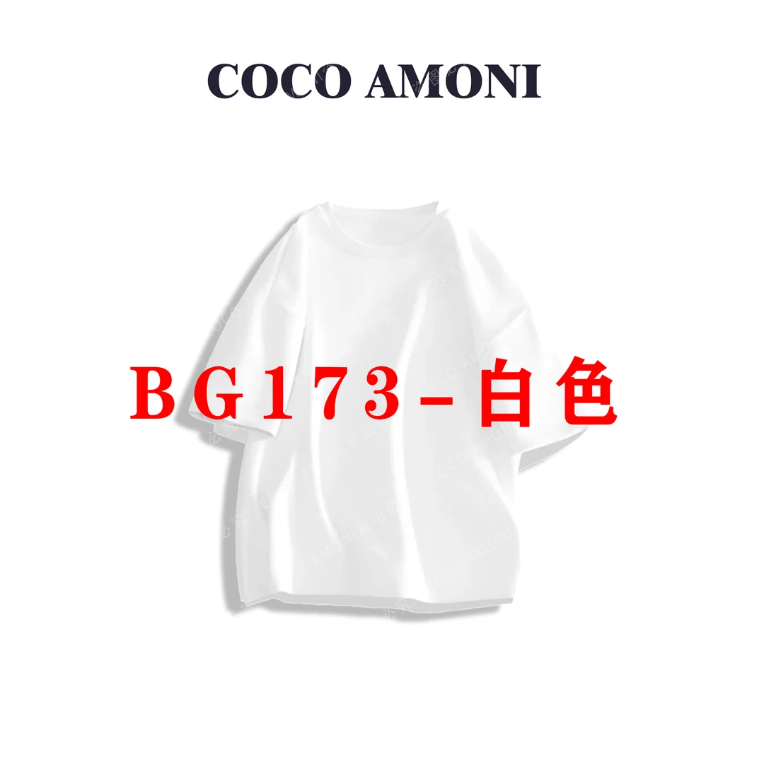 COCO Amoni时尚重工印花蝴蝶烫钻休闲宽松短袖上衣女BG173