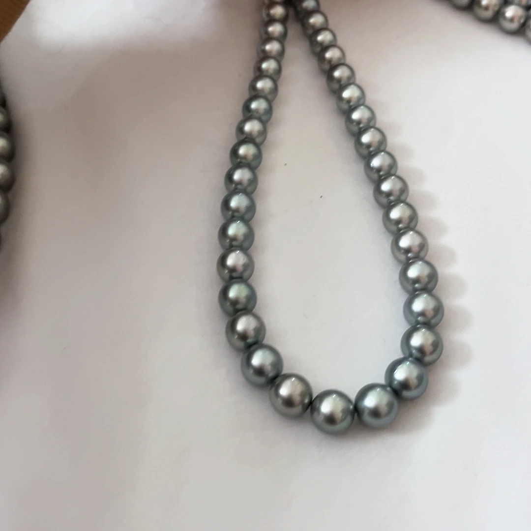 海水珍珠颈饰未镶嵌牡****制铂金灰10-12
