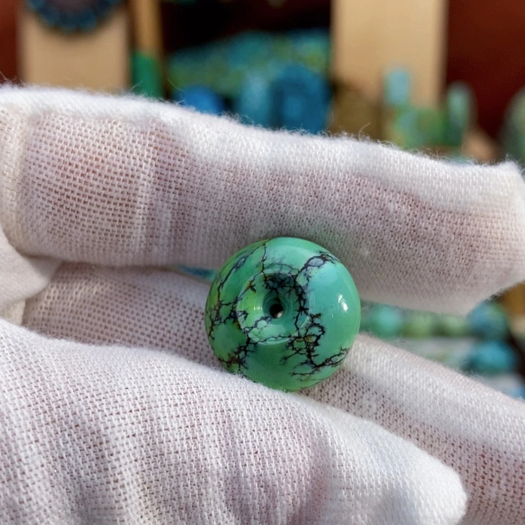 定制绿松石高瓷水草纹面包扣