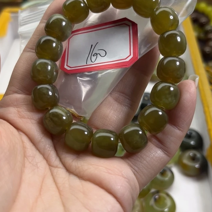 河***草蛇纹石玉未镶嵌手链