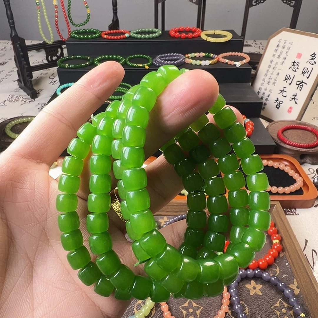 和田玉（碧玉）未镶嵌颈饰老型珠