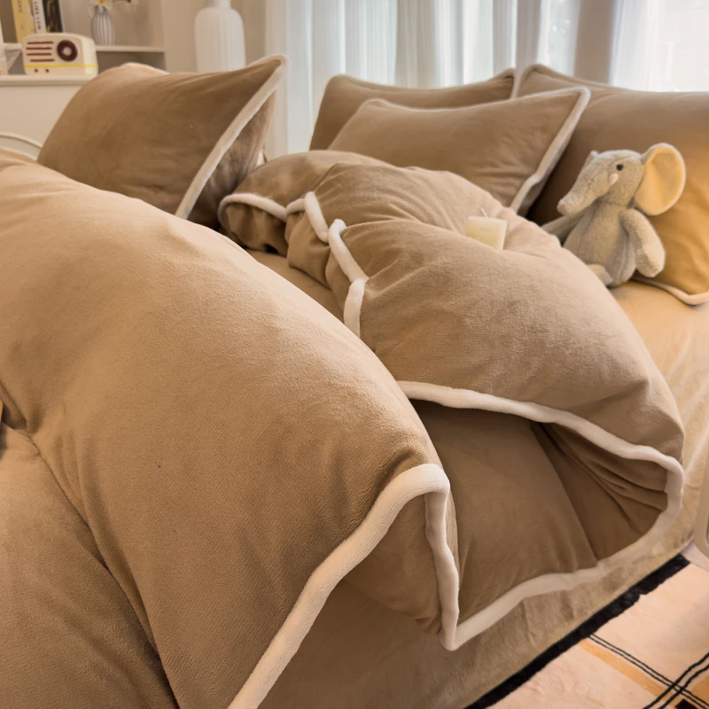 牛奶被套被罩加厚单人奶绒床单毛绒双面绒加绒被被子被单双人被单