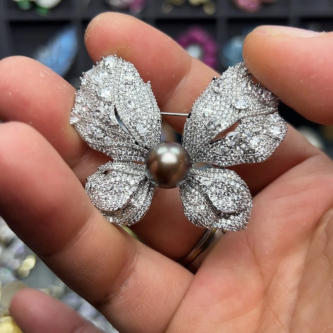 胸针合金淡水珍珠