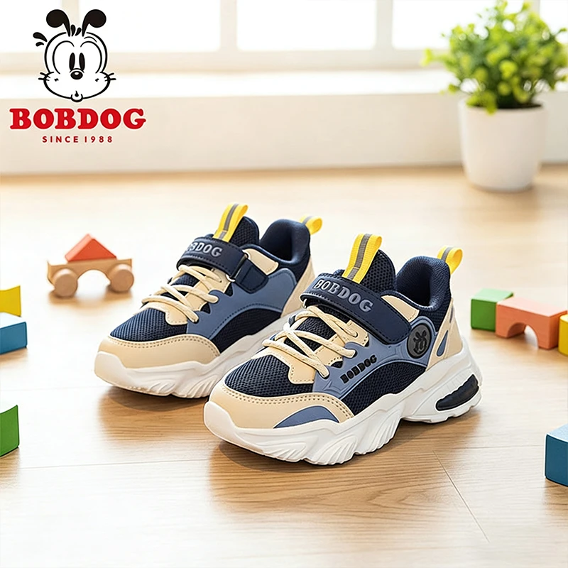 BOBDOG/巴布豆儿童运动鞋春秋透气6-12岁儿童鞋中大童软底老爹鞋