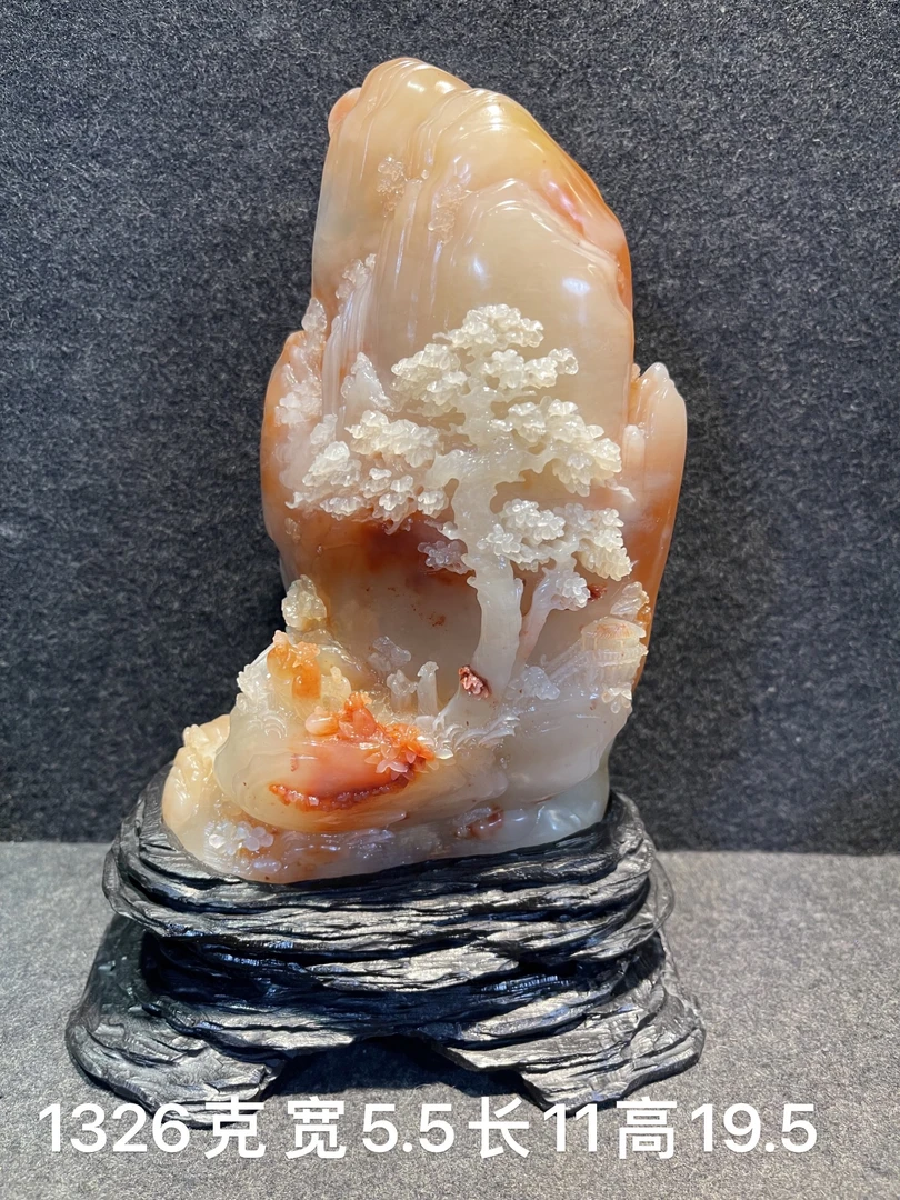 寿山石芙蓉石山水钢琴摆件尺寸宽5.5长11高19.5弦子