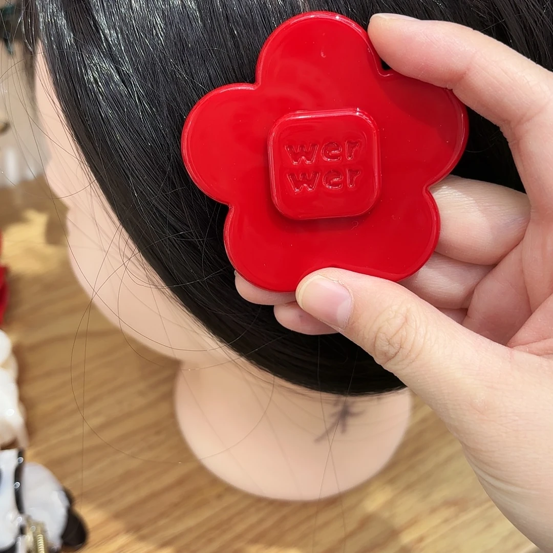 皮质铁合金大号花朵红色