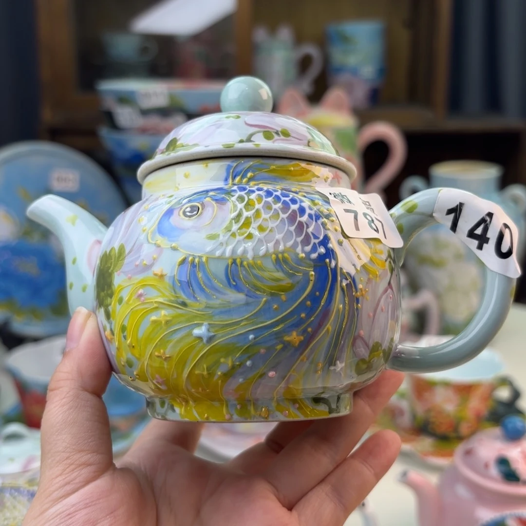 爱****糕景德镇手绘高温釉下彩陶瓷茶具