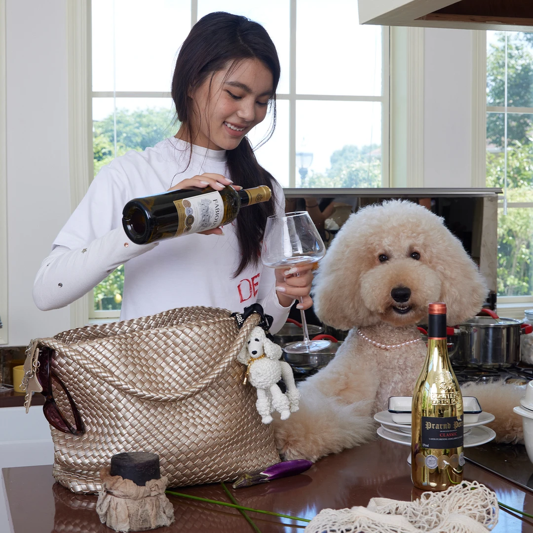 【大中小号】ECODAY原创设计香槟色编织托特包大容量单肩手提包