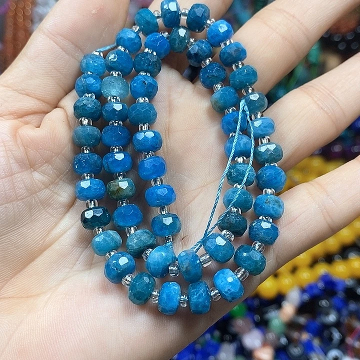 玛瑙/玉髓未镶嵌珠宝半成品天然蓝磷灰切面卡8mm