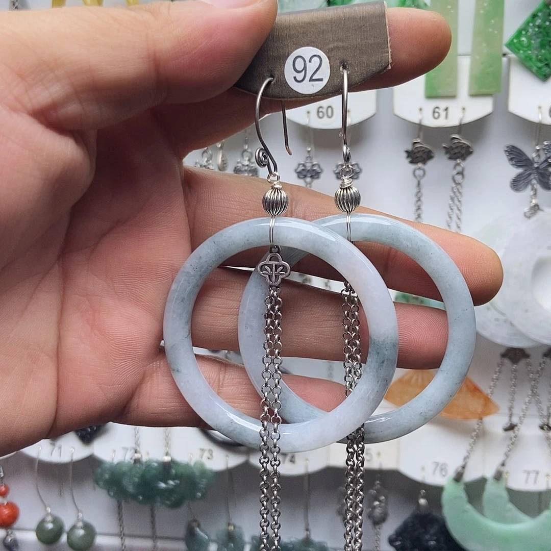 翡翠银S925镶嵌耳饰品质珠宝