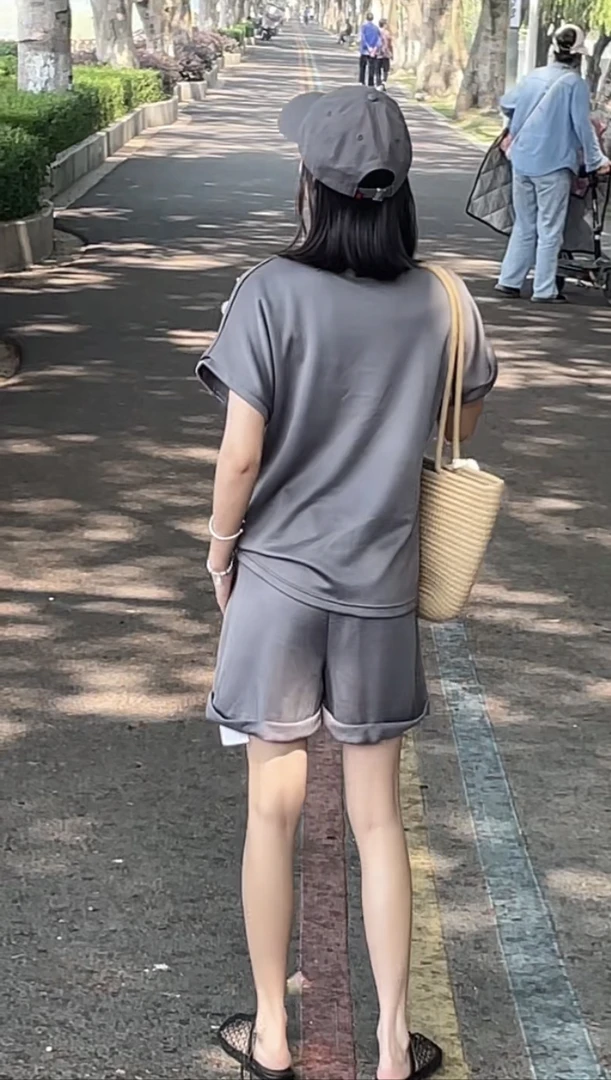 休闲运动套装短裤百搭ins休闲气质日系甜美宽松印花