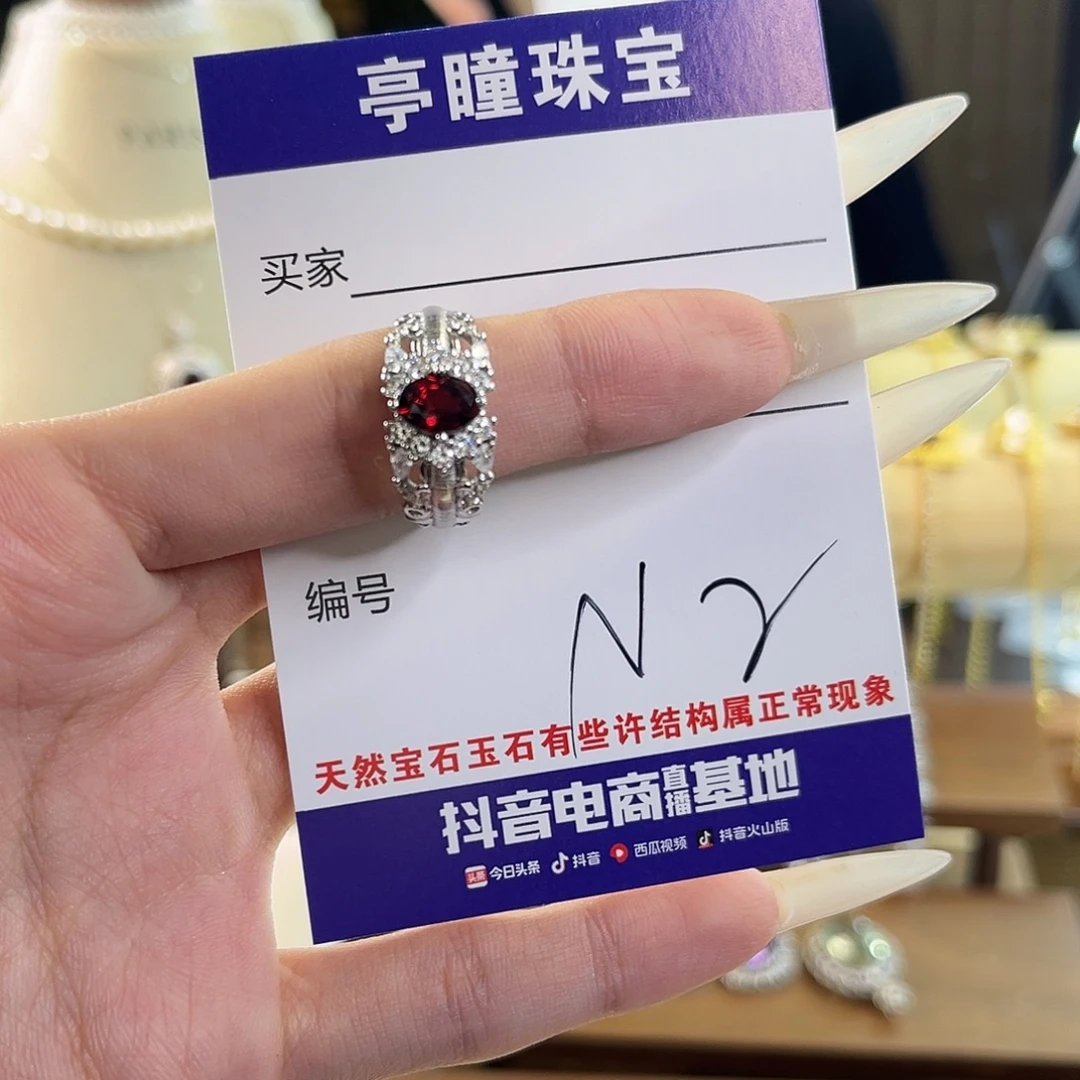h***j银S925镶嵌戒指石榴石