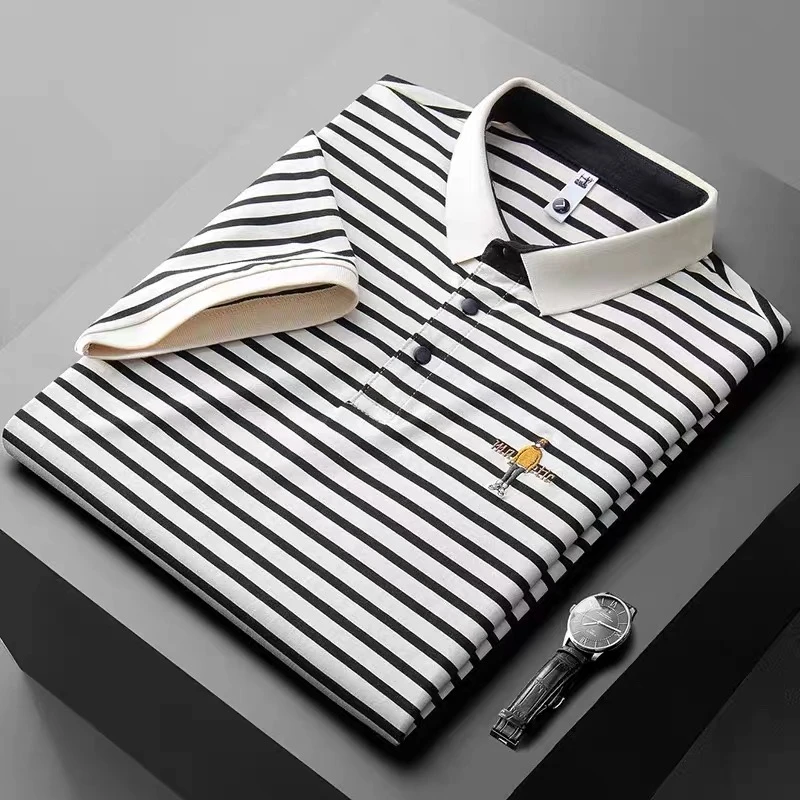 1003款男士刺绣款条纹棉上衣