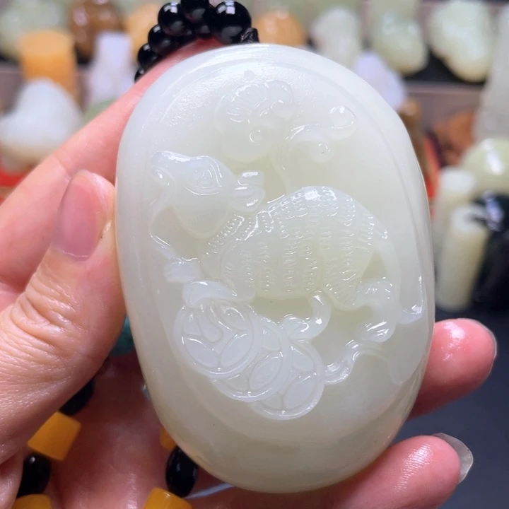 石材方解石手把件