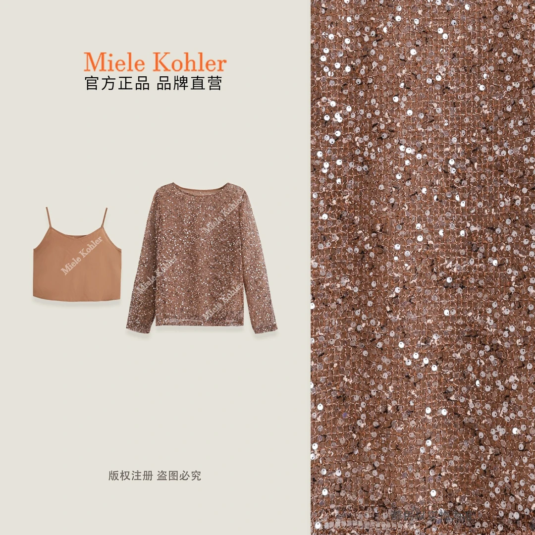 夏季新款重工亮片镂空气质百搭女装小衫MKAX87439【澳门小源同款】