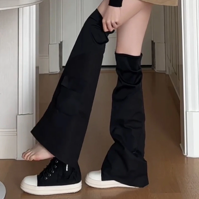 高定版！黑色裤管靴女辣妹风可拆卸两穿圆头设计感厚底过膝长筒靴