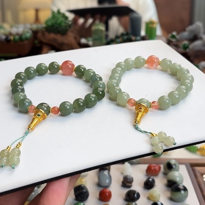 和田玉未镶嵌手链10mm晴水设计