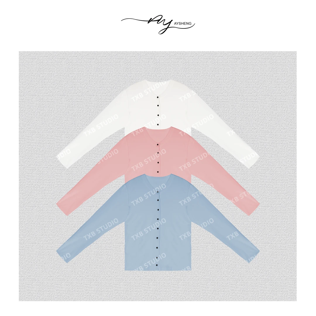 TXB 25新款棉质欧若风马卡龙色简约百搭开衫上衣XB-7327