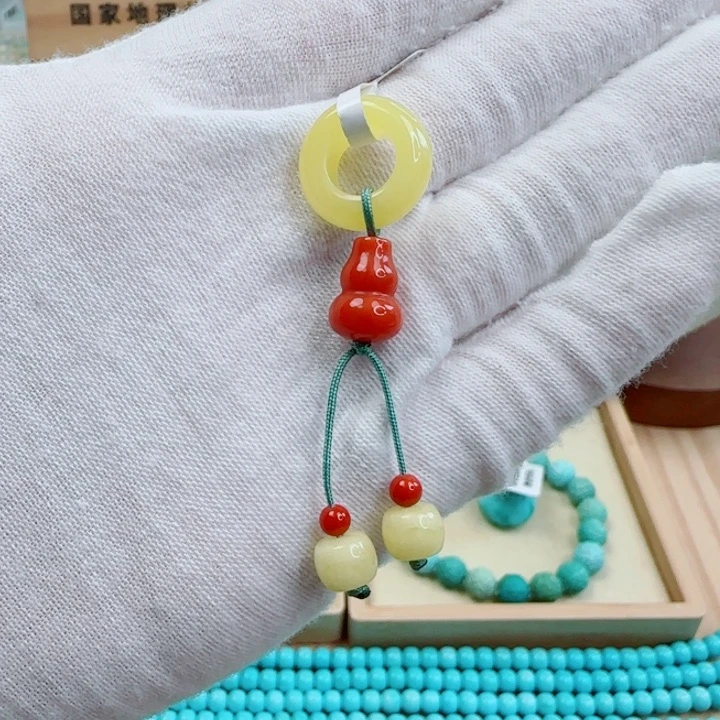 未镶嵌蜜蜡裸石南红蜜蜡侧挂