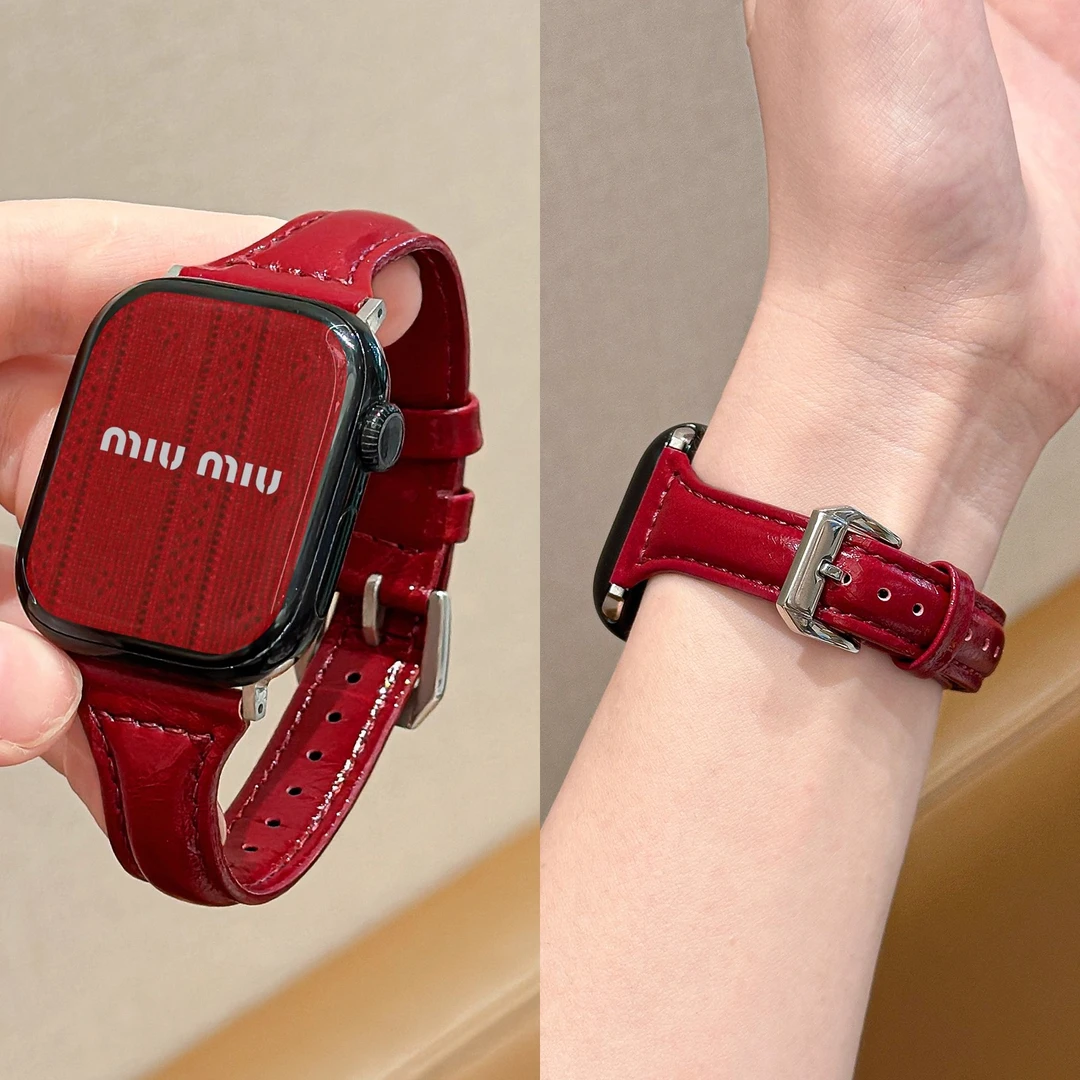 小蛮腰新年红适用apple watch表带iwatch苹果手表s11秋冬10女款se