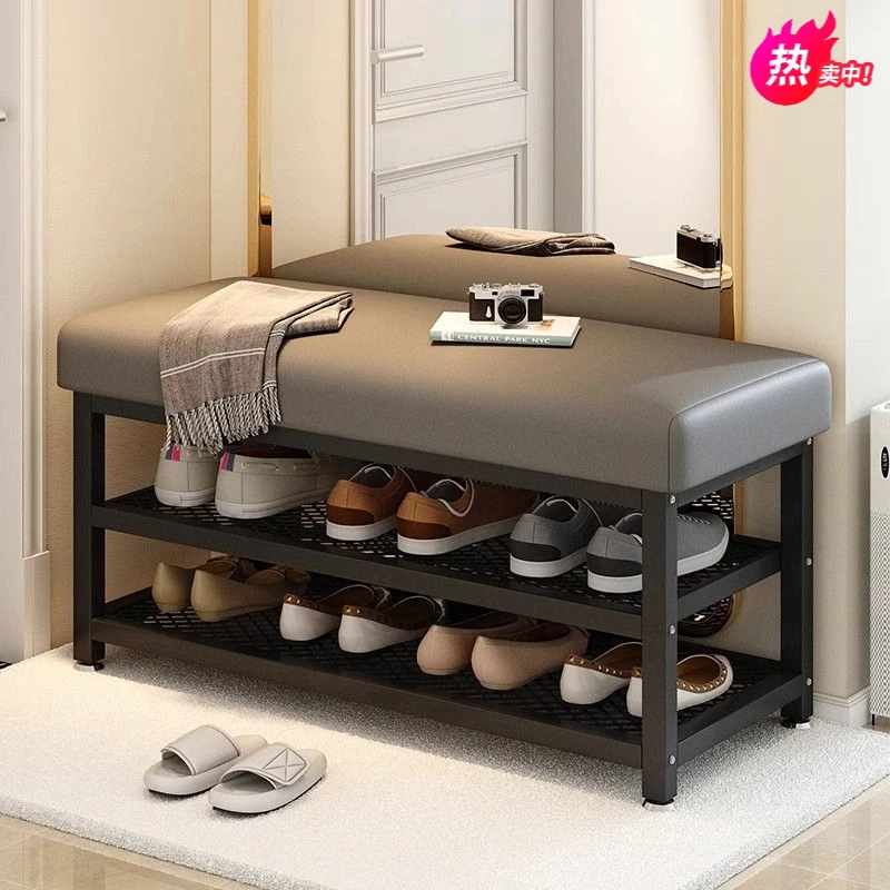 猫爪皮换鞋凳家用门口进门可坐式穿鞋凳玄关软包轻奢创意鞋柜鞋架