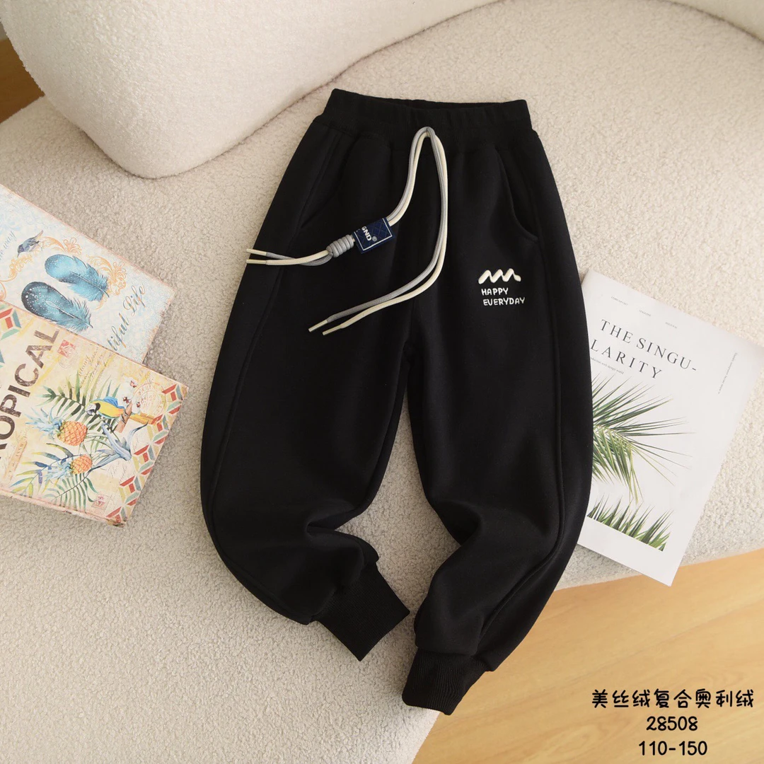 桔子优优断码冬季儿童加绒运动裤复合一体绒洋气好穿幼儿园裤