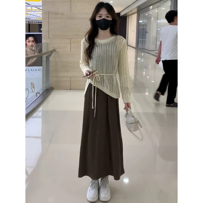 原创爆款时尚套装早秋新款不规则镂空老钱风松弛感女装贵气