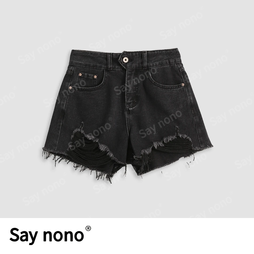 懒猫nono│Saynono 高腰简约百搭牛仔短裤/YX24005A