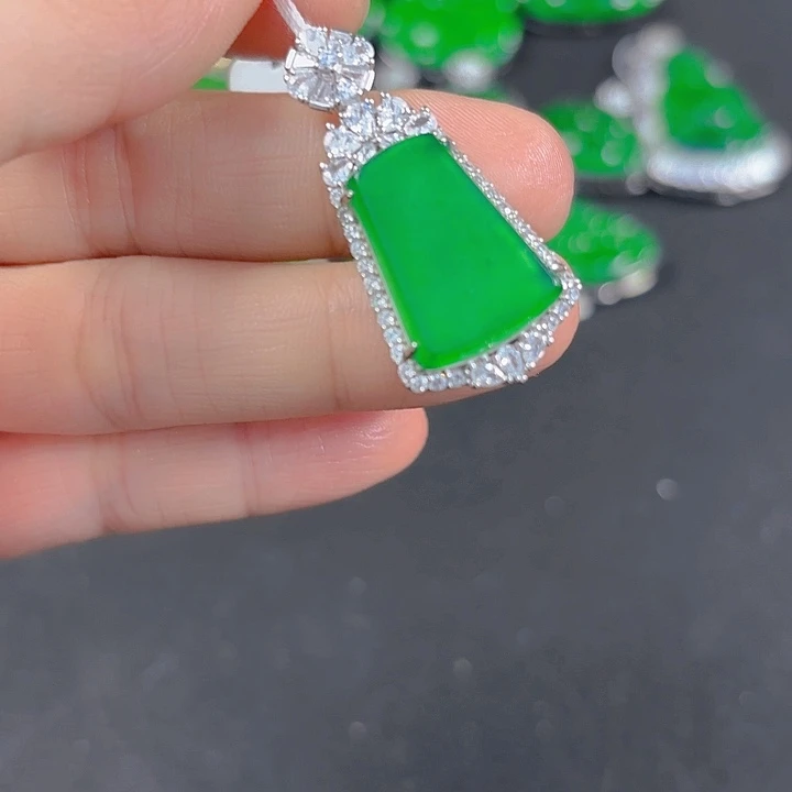 翡翠银S925镶嵌吊坠(不含链)