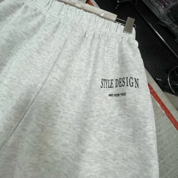646号 麻灰色潮松紧腰宽松收口长裤春秋印花运动裤卫裤