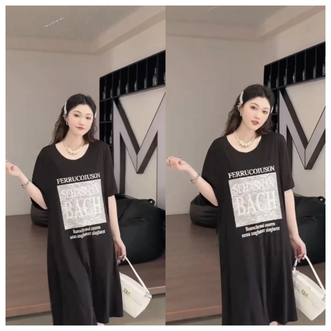 787字母印图休闲百搭连衣裙