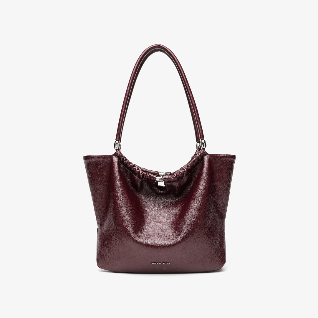 卡尔 蔻斯时尚简约褶皱单肩包CK25936L酒红