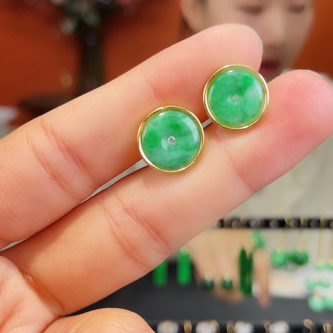 翡翠银S925镶嵌耳饰