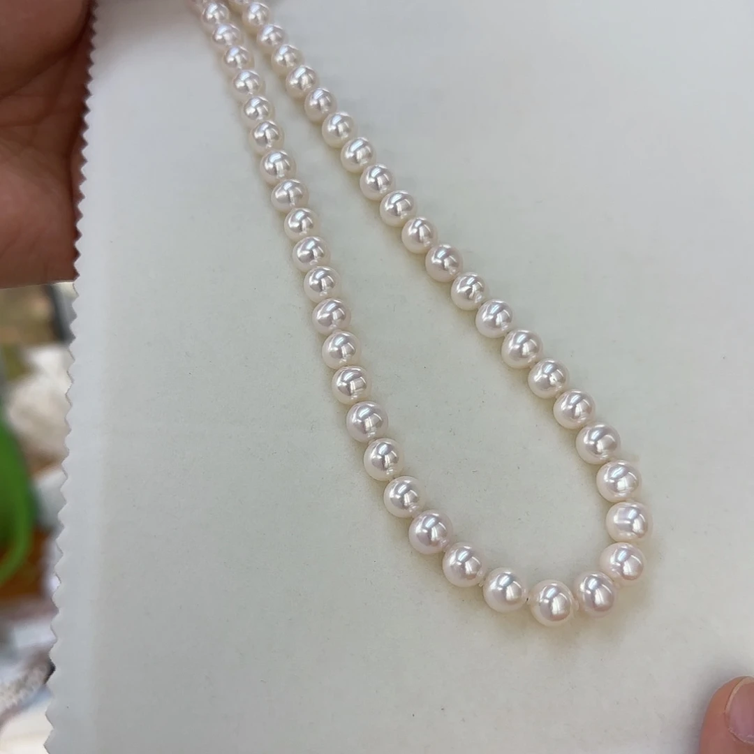 淡水珍珠银S925镶嵌颈饰8-9无核机会镜面正圆炫彩白亮