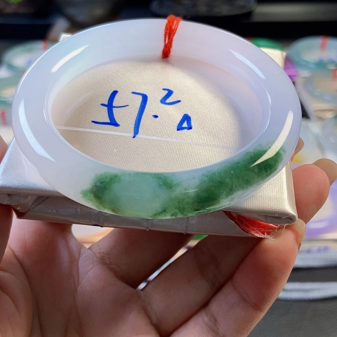 未镶嵌手镯翡翠19半山水飘花圆条