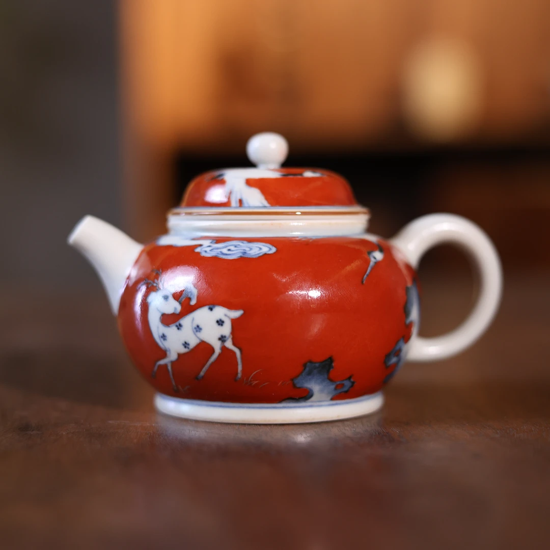 【小田甄陶】鹤鹿同春-霖溪山房-茶壶-120ML（霖溪0164）