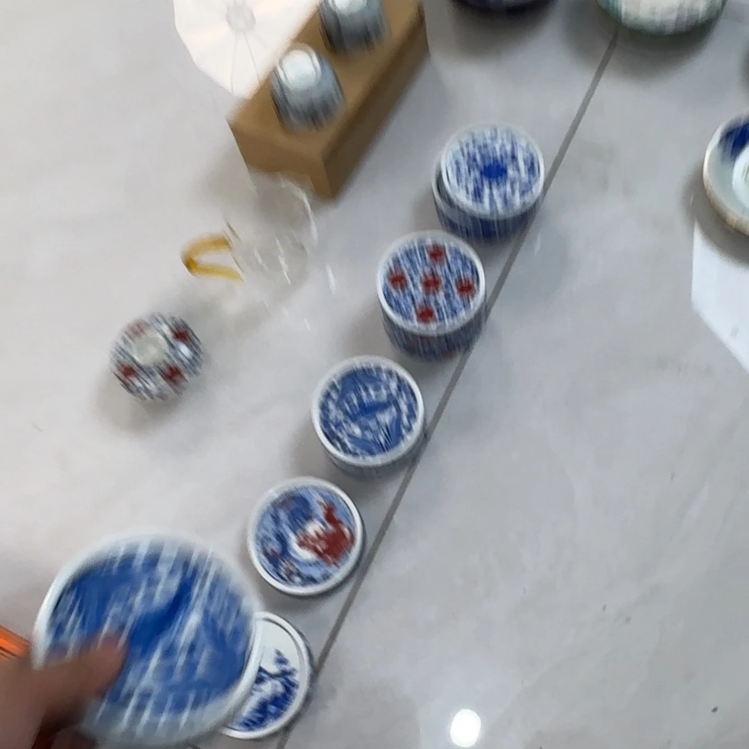 摆件陶青花鱼藻纹盖置