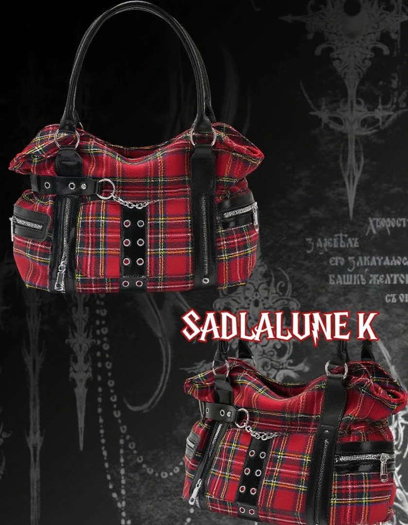 【现货】SADLALUNEK【小众设计款】铆钉格纹手提包单肩通勤托特包9171