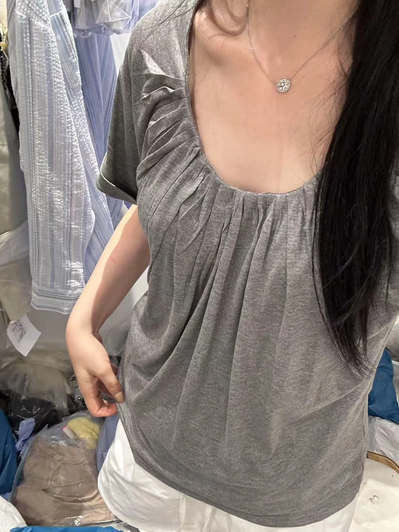 白 灰 韩系慵懒T 均码