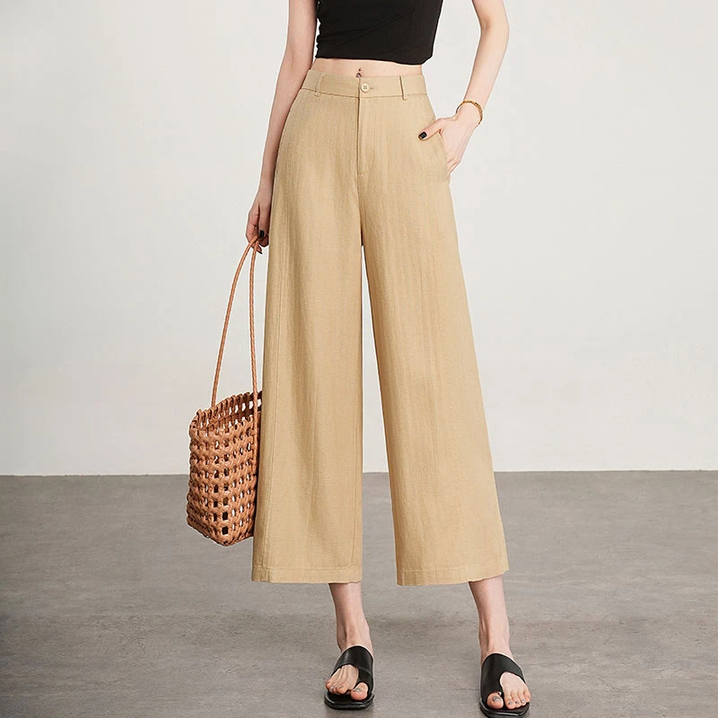 哥弟阿玛施正品休闲阔腿裤夏季高腰显瘦清凉透气通勤垂感直筒裤女