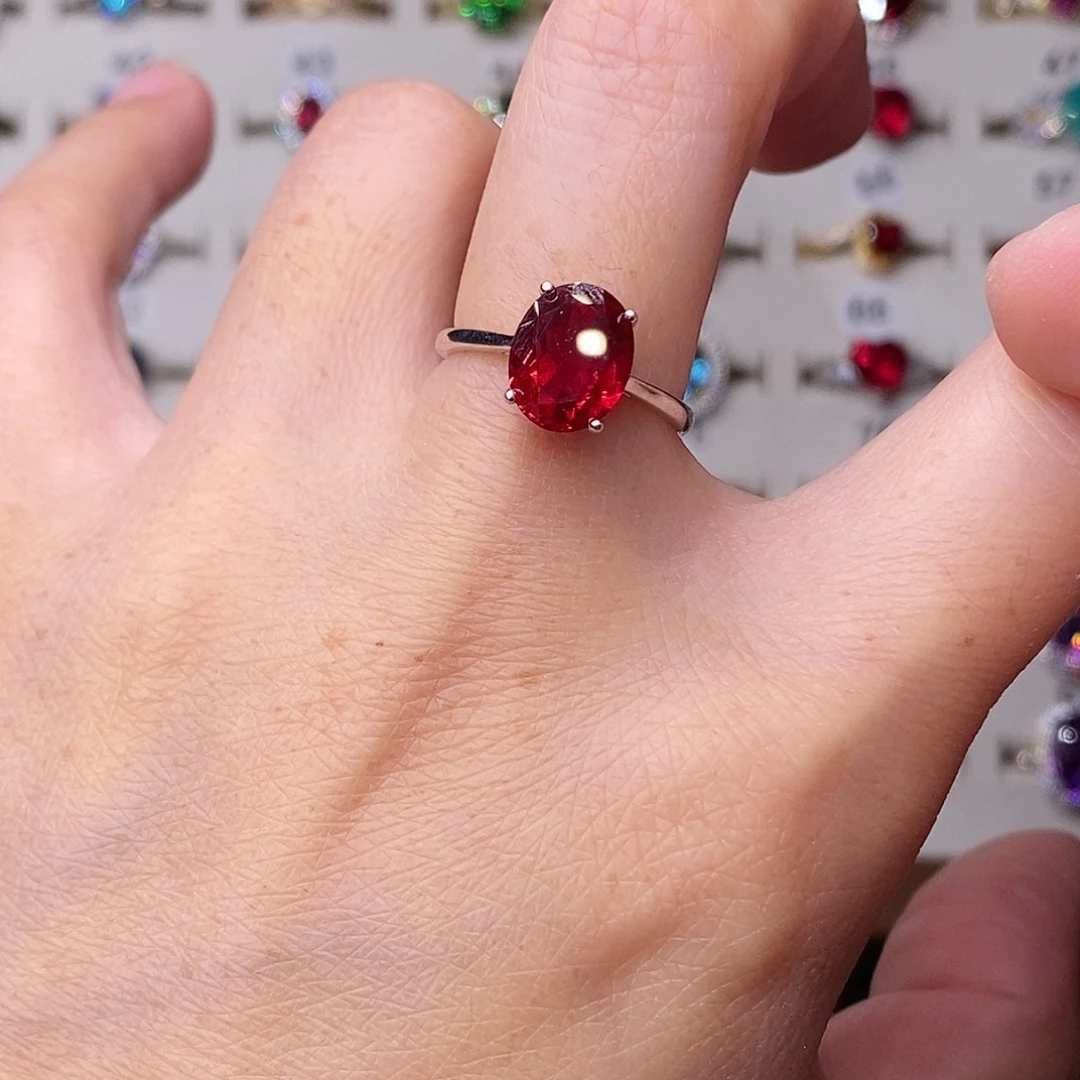 红宝石银S925镶嵌戒指