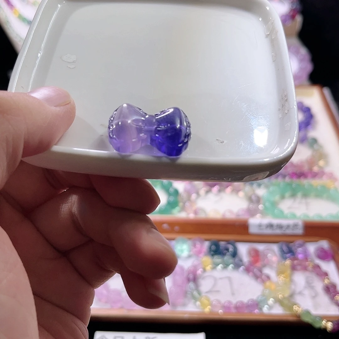 未镶嵌手链萤石紫色大蝴蝶结