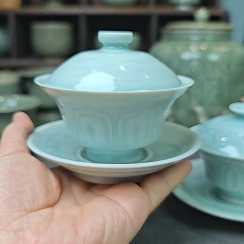 刘谦老师仿古釉盖碗三才