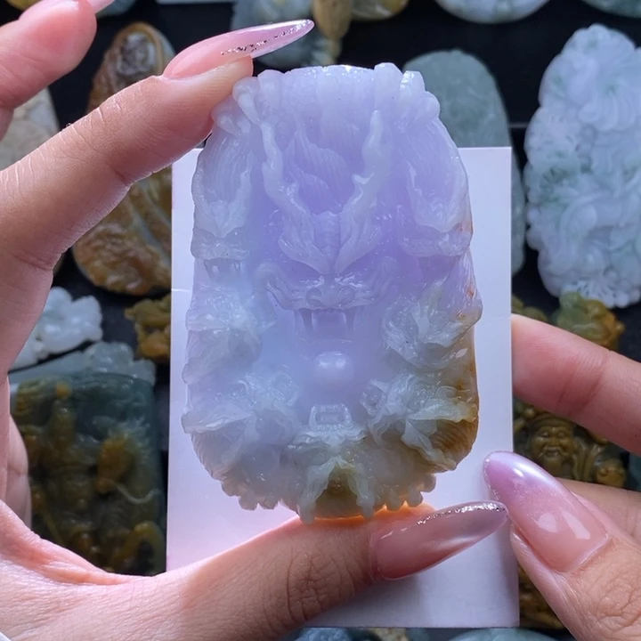 定制翡翠未镶嵌黄加紫九龙