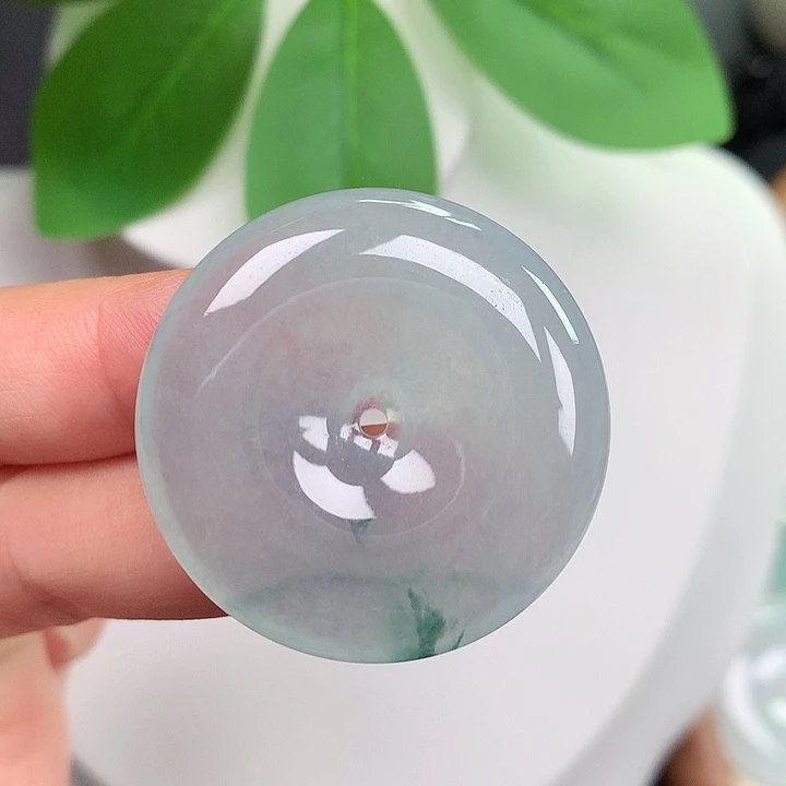 翡翠未镶嵌颈饰平安扣 33.5x6.2mm